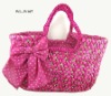 lovely pink straw tote bag