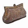luxurious golden alloy mash crystal evening bag