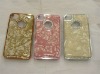 luxury chrome bumper with rhinestone marble texture hard case for iphone4g 4s