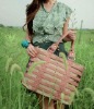 multi colored leather handbag