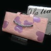 new arrival elegant love heart printed style leather wallet with ladies purse