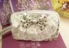 new arrival hot sale bowknot wristlet white lace bag