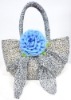 new design ladies big flower straw handbags