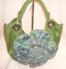 new design ladies flower pu handbag