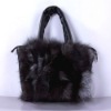new design silver fox fur handbag
