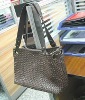 new fashion designer leather handbag / genuine leather knitting handbag