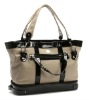 new style baby diaper bags(Canvas with patent leather trim )