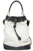 new style fashion canvas handbag with leather trim