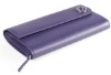 noble purple simple design valuable durable GENUINE LEATHER ladies' wallet