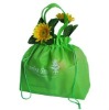 non woven green drawstring bag with handle