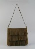 office lady fashion leather tote shoulder fringe bag