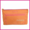 orange canvas cosmetic clutch bag