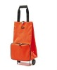 orange cheap folded wheel shopping bag