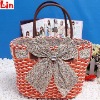 orange fashion straw bag