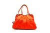orange red genuine leather hand bag