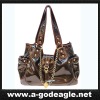 patent leather fashion bag with chain details