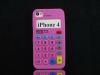 pink Calculator Silicone Soft Case Cover Suitable for iPhone 4 4S