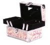 pink aluminum beauty case with two trays