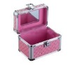 pink aluminum cosmetic case with mirror