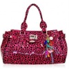 pink animal print fashion tote bag with padlock