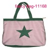 pink canvas shoulder bag with green star