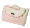 pink cosmetic bag with a handle