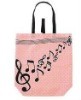 pink cotton music tote bag , music gift , music-bag design