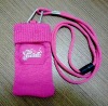 pink mobile phone sock with lanyard