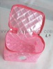 pink pvc cosmetic bag with two-way separating zip