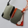 plastic luggage tag with pen