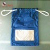 polyester drawstring bag with clear pvc pocket