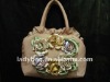 polyester satin flower tote handbag