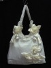 polyester satin women flower shoulder bag