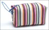 printed stripe canvas cosmetic bag