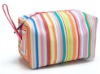 printed stripe canvas cosmetic bag