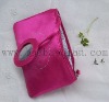 printed zipper satin clutch cosmetic bag with mirror inside