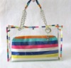 promotional different colors pvc clear strip beach bag set