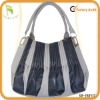 pu leather handbag with snake panel tote bag