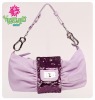 pu with sequine fashion handbag