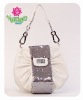 pu with sequine fashion handbag