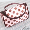 purple satin makeup case polka dot cosmetic bag