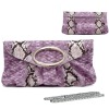 python embossed evening clutch purse