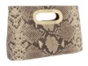 python embossed leather clutch bag