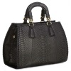 python leather handbag