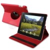 red 360 degree rotate hard real leather cover for ipad 2 cover