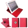 red Rotate 360 degree with smart sleep function Leather case for iPad 2