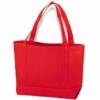 red canvas fabric shopping bags