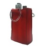 red insulated noprenen wine bottle bag with handle