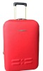 red lady travel suitcase