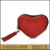 red leather heart shape coin purse